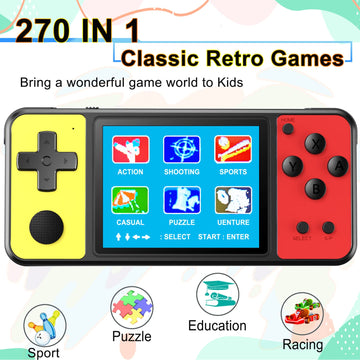 Beico Handheld Game Console For Kids Adults 3.0'' Large Screen Built In 270 Classic Retro Video Games Seniors Electronic Games C