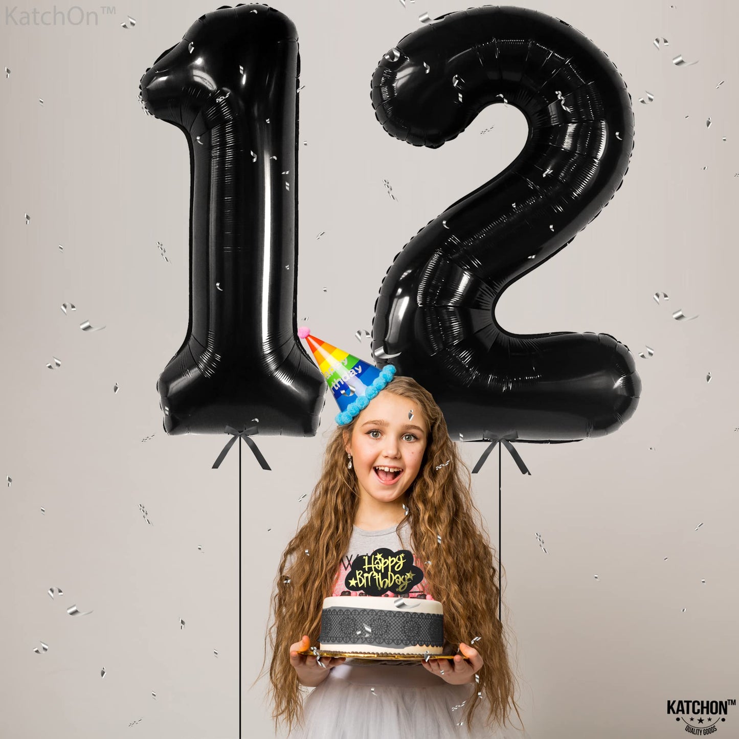 Katchon, Giant Black 12 Balloon Number - 40 Inch | 12 Birthday Balloon, 12 Birthday Decorations Boy | Black Number 12 Balloon For Birthdays | Happy 12Th Birthday Decorations Boy | 12Th Birthday Party