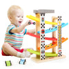 Belleur Montessori Wooden Race Track Toy for Toddlers, Large Multicolour Set with 5 Mini Cars & Ramps, Model MTRC001
