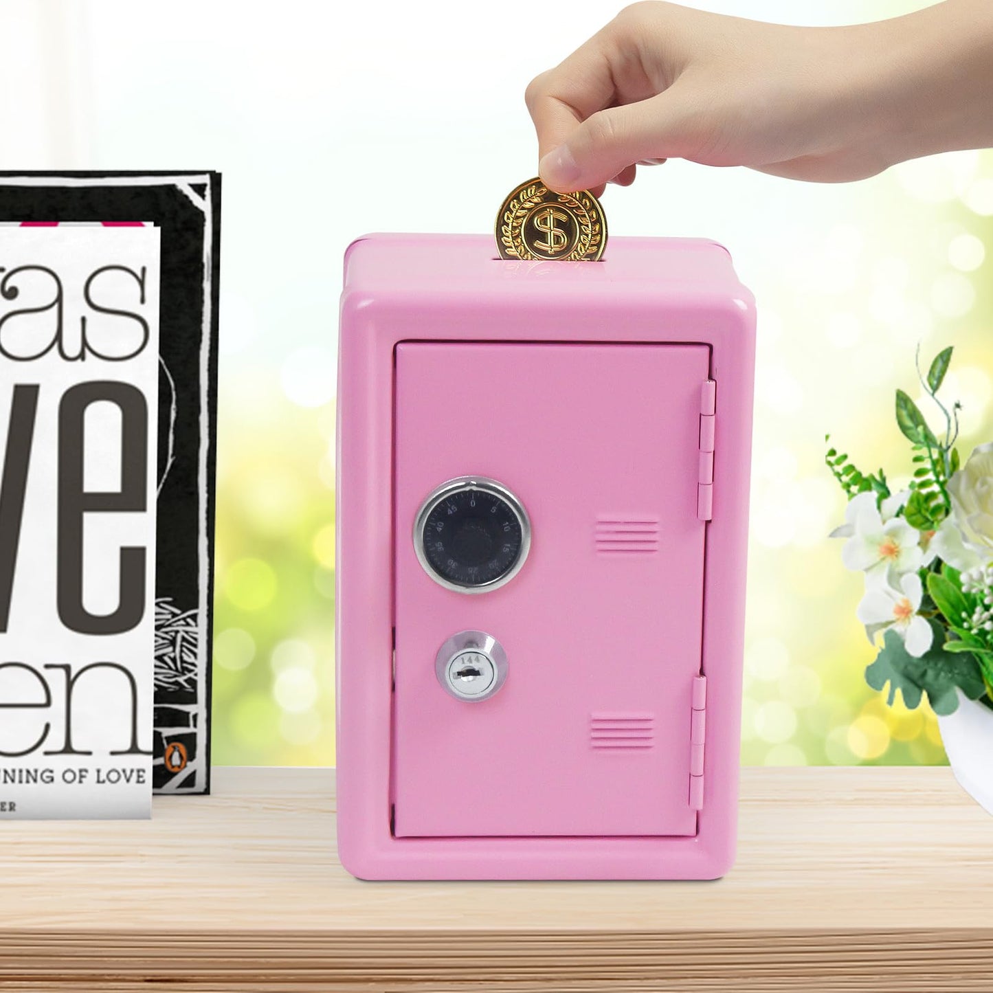 Kids' Mkid Safe Piggy Bank, Metal Safe With Key, Money Saving Box For Children, Boys Girls Best Giftoney Banks (Pink, One Size)