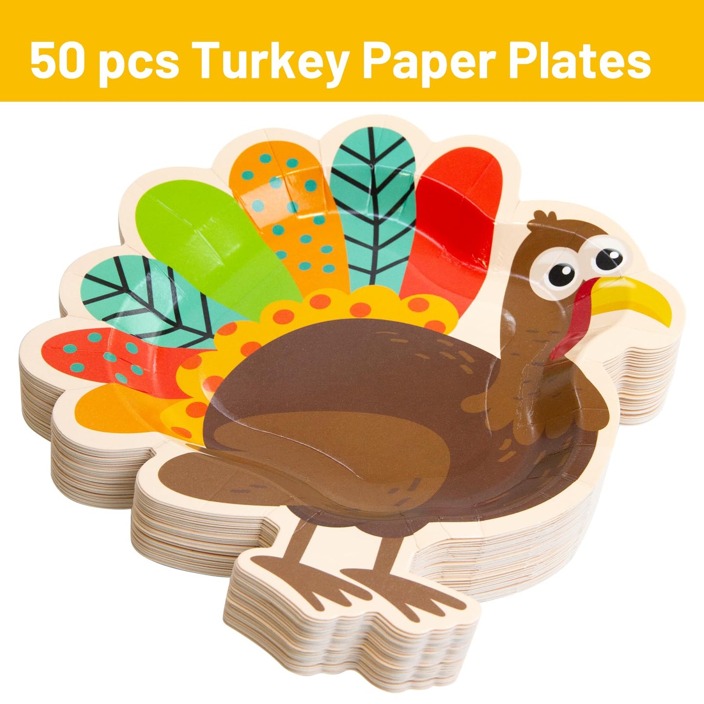 Fancy Land 50PCS Thanksgiving Paper Plates 9    Turkey Party Plates Disposable Dinner Plates Thanksgiving Party Supplies Dinnerw
