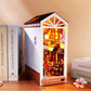 Book Nook Kit, Bookshelf Insert Decor Alley 3D Wooden Puzzle Bookshelf Insert Decorative Bookend Model Kits With Led, Diy Miniat