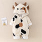 BABWWNIX Toddler Baby Boy Girl Halloween Animal Costume Fuzzy Warm Hooded Romper Funny Cosplay Zip-Up Jumpsuit Outfits Gifts (C-