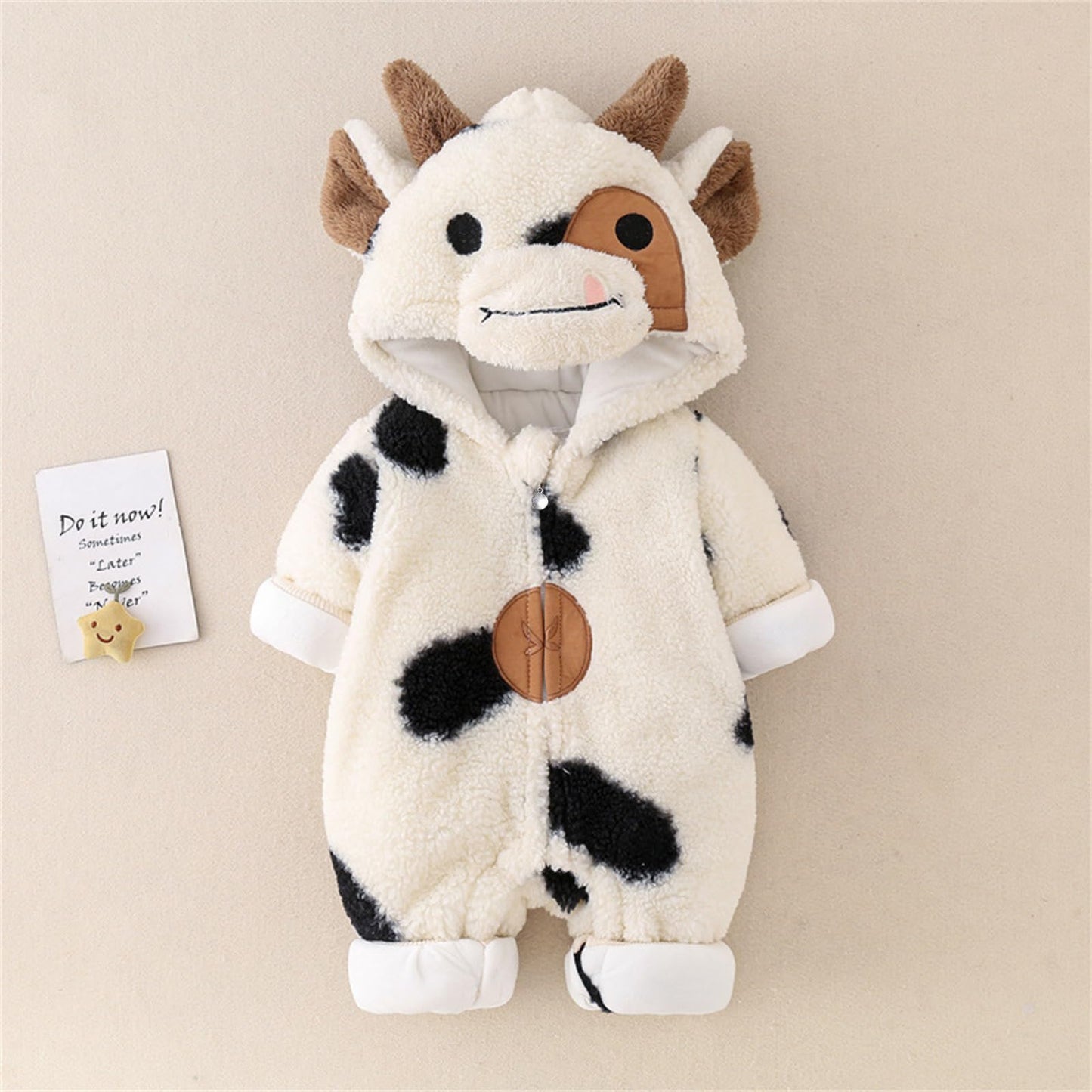 BABWWNIX Toddler Baby Boy Girl Halloween Animal Costume Fuzzy Warm Hooded Romper Funny Cosplay Zip-Up Jumpsuit Outfits Gifts (C-