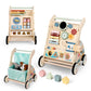 Bautia Wooden Baby Walker, Detachable Double-Sided Busy Board, Baby Walking Toys Push Walkers for Babies 6-12 Months