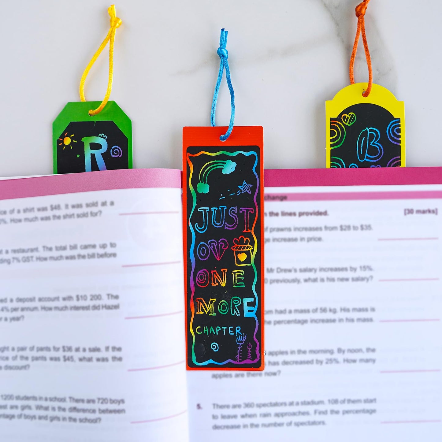 Winlyn 48 Sets 6 Styles Magic Color Scratch Bookmarks Craft Kits Rainbow Scratch Paper Art Sets for Kids Students Party Favors D