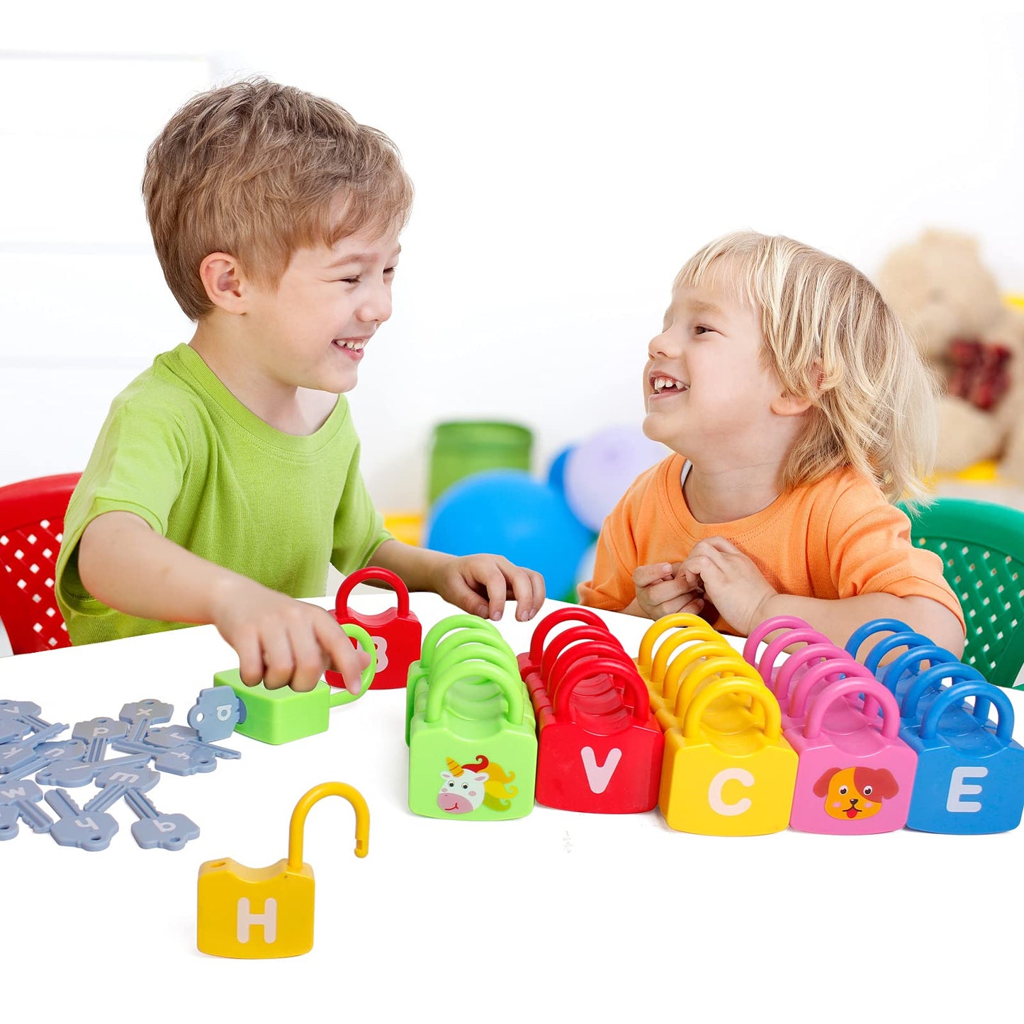 Dinhon Color Alphabet Learning Lock Toys - Educational Letter Game with 26 Locks & Keys for Ages 3+ - Model DH-21624 - Letter Learning Lock-2