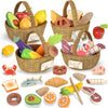 Lehoo Castle Wooden Play Food for Toddlers, Pretend Play Kitchen Accessories, 4 Food Groups, Montessori Sorting Toys for Toddler