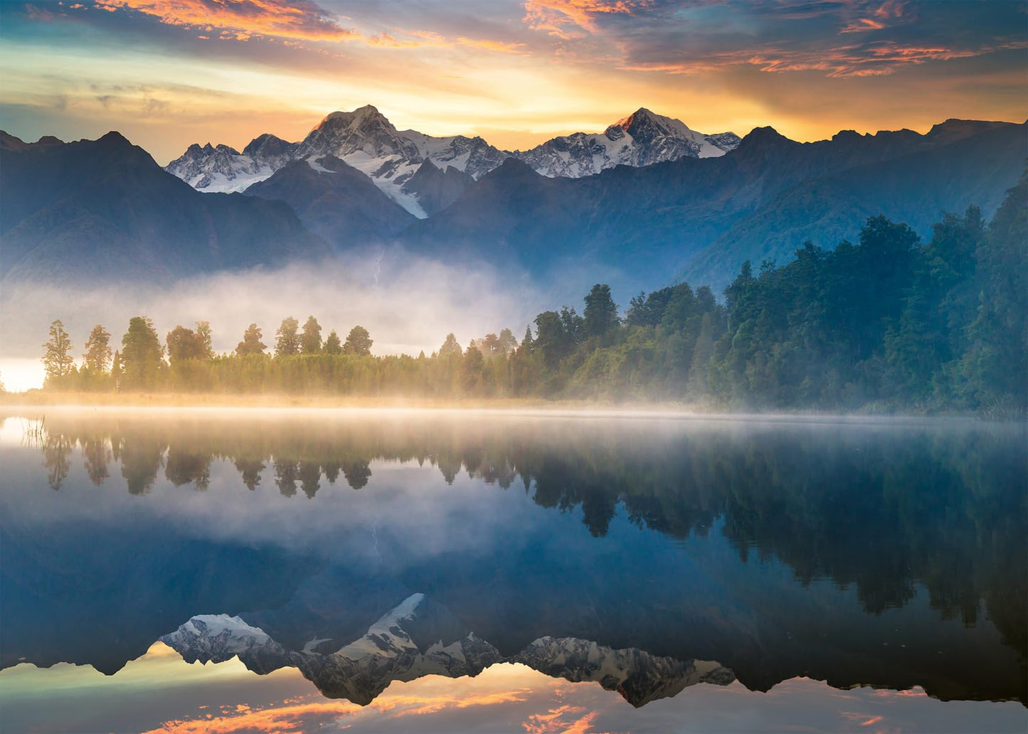 Ravensburger - Lake Matheson  New Zealand - 1000 Piece Jigsaw Puzzle - Stunning  Peaceful Lake at Sunrise - Majestic Misty Mountains - Ideal Gift - Frameable Art - Screen-Free Fun - Puzzles for mature-themeds