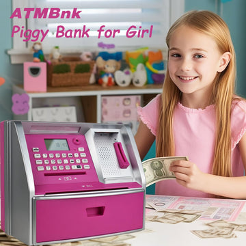 ATMBnk ATM Piggy Bank for Kids, Electronic Money Bank with Coin Counter, Card & Password, Mini ATM Machine Birthday Gift for Boy