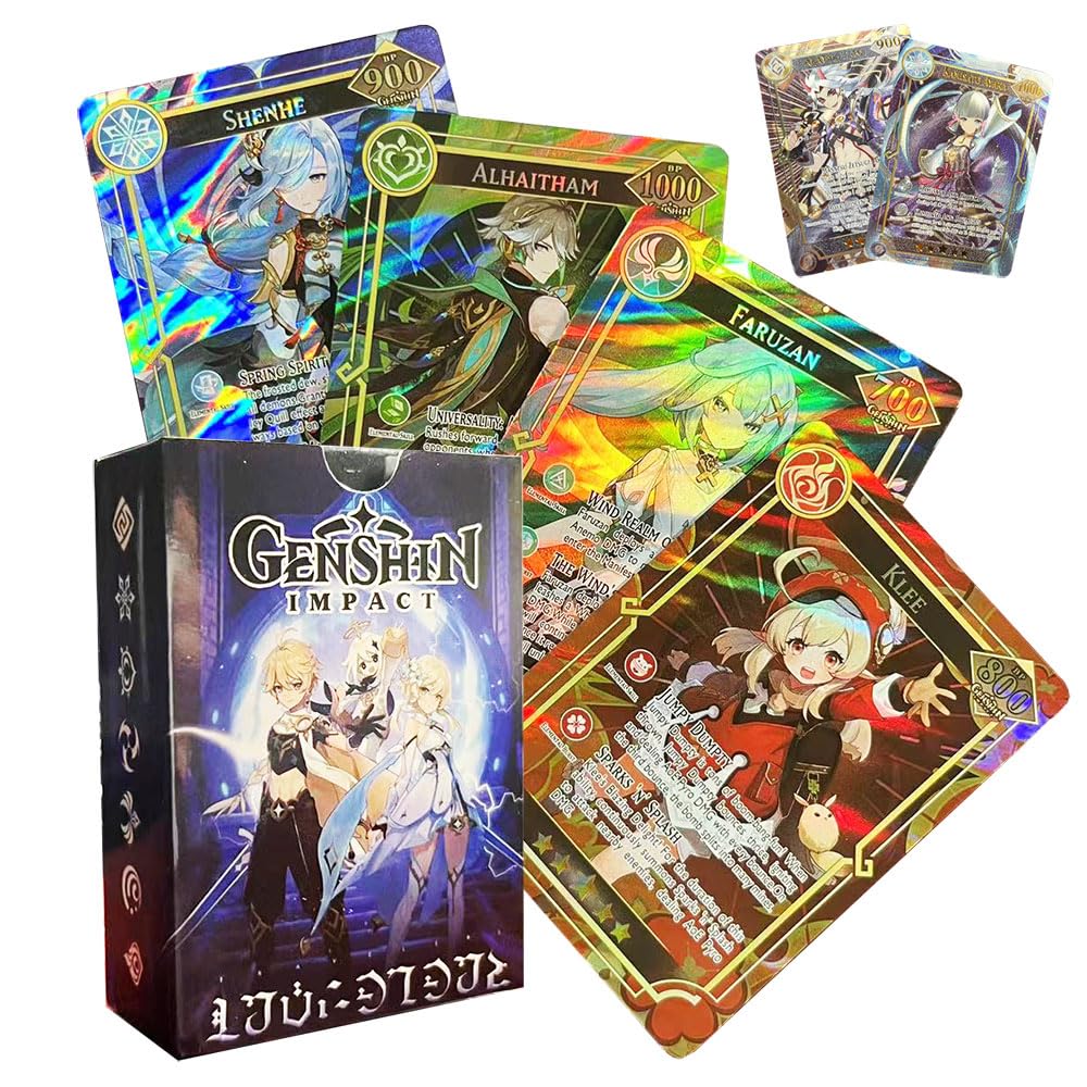 60PCS TCG Deck Cards 55PCS Ultra Rare Cards and 5Pcs Random UTR with Gilded Text English Version TCG Collection Kamisato Ayaka ZhongLI  Collectible Cards Best Gift for Kids and mature-themed