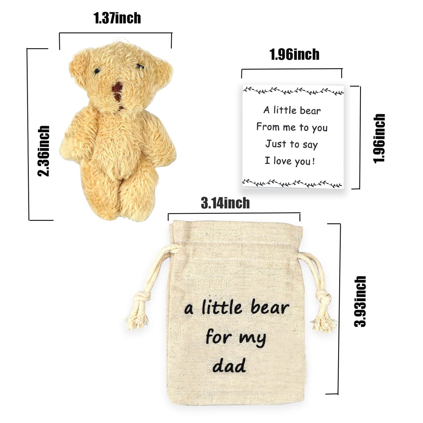Luokifur Pocket Bear Papa Long Distance Teddy Bear I Love You Gift For Father Grandpa Gift (Dad)