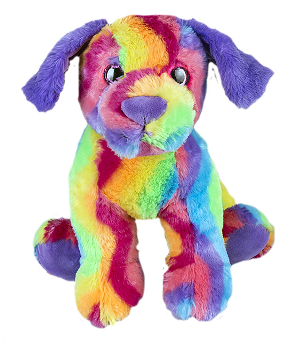 Stuffems Toy Shop Cuddly Soft 8" Stuffed Rainbow Dog - Polyester, Multicolor, Model 4051-S