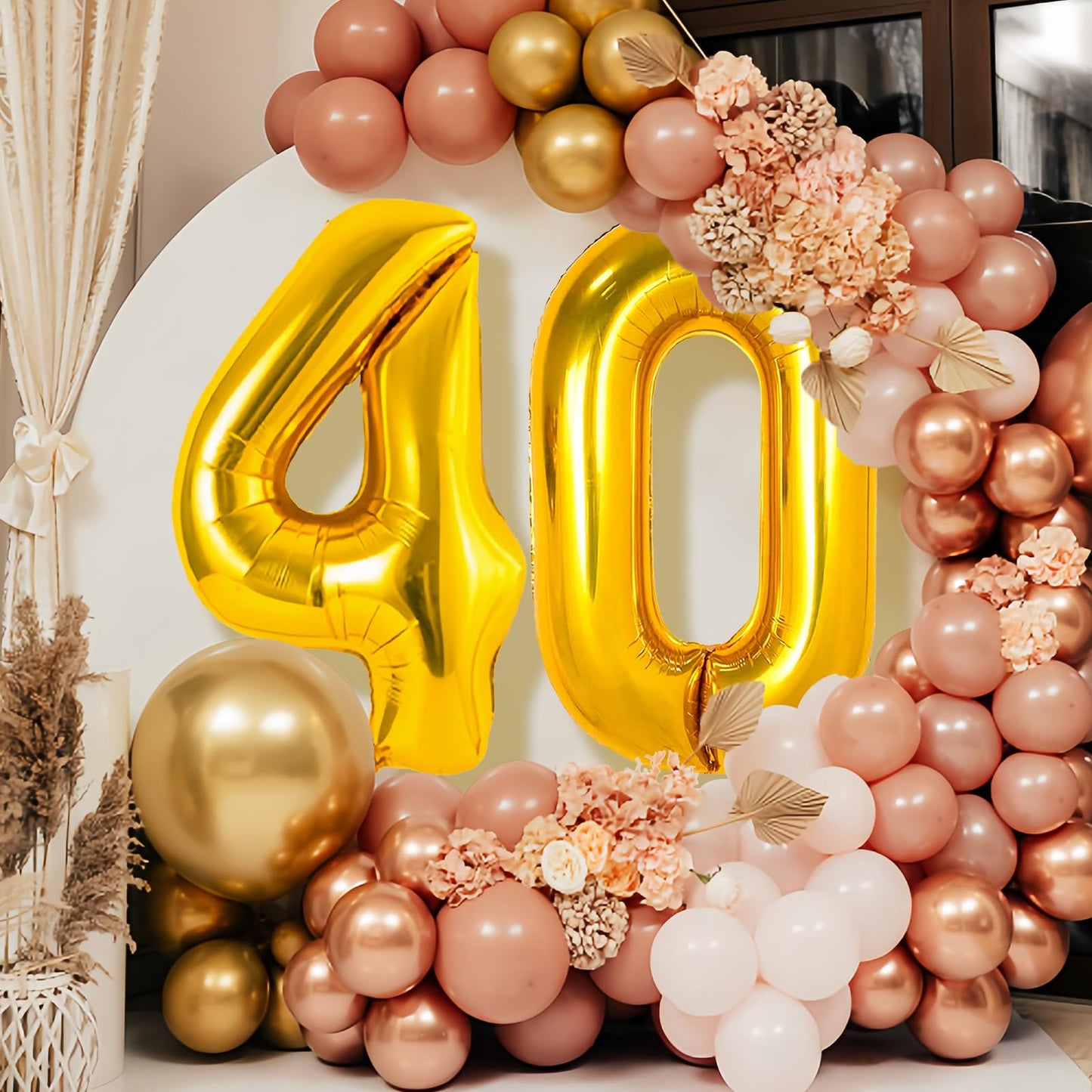 Large Gold 40 Balloon Number, 40Th Birthday Decorations, Foil Mylar Big Helium Numbers Balloons For Birthday Anniversary Decorat