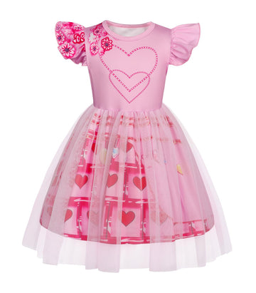 Wonderbabe Descendants Bridget Costume For Girls Kids Princess Rise Red Pink Heart Dress Halloween Dress Up Outfits Size 2-3T