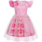 Wonderbabe Girl Dress Princess Cosplay Costume Pink Dress Queen Of Heart Kids Halloween Birthday Party Dress Up Outfit Size 7-8