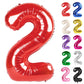 Red Number 2 Balloon 40 Inch, 2 Balloon Number, 2Nd Birthday Decorations For Baby Girls Boys Toddlers