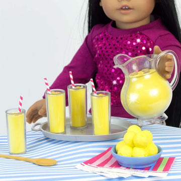 Sophia'S 18' Doll 12 Pc. Lemonade Stand Set With Doll-Sized Pitcher, Table Runner And Service For Four