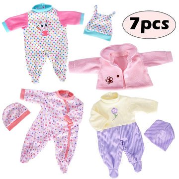 Doll Clothes 3 Set Baby Doll Clothes Fit For 16 To 17 Inch Baby Dolls 15 Inch Dolls(Total 7 Pcs)