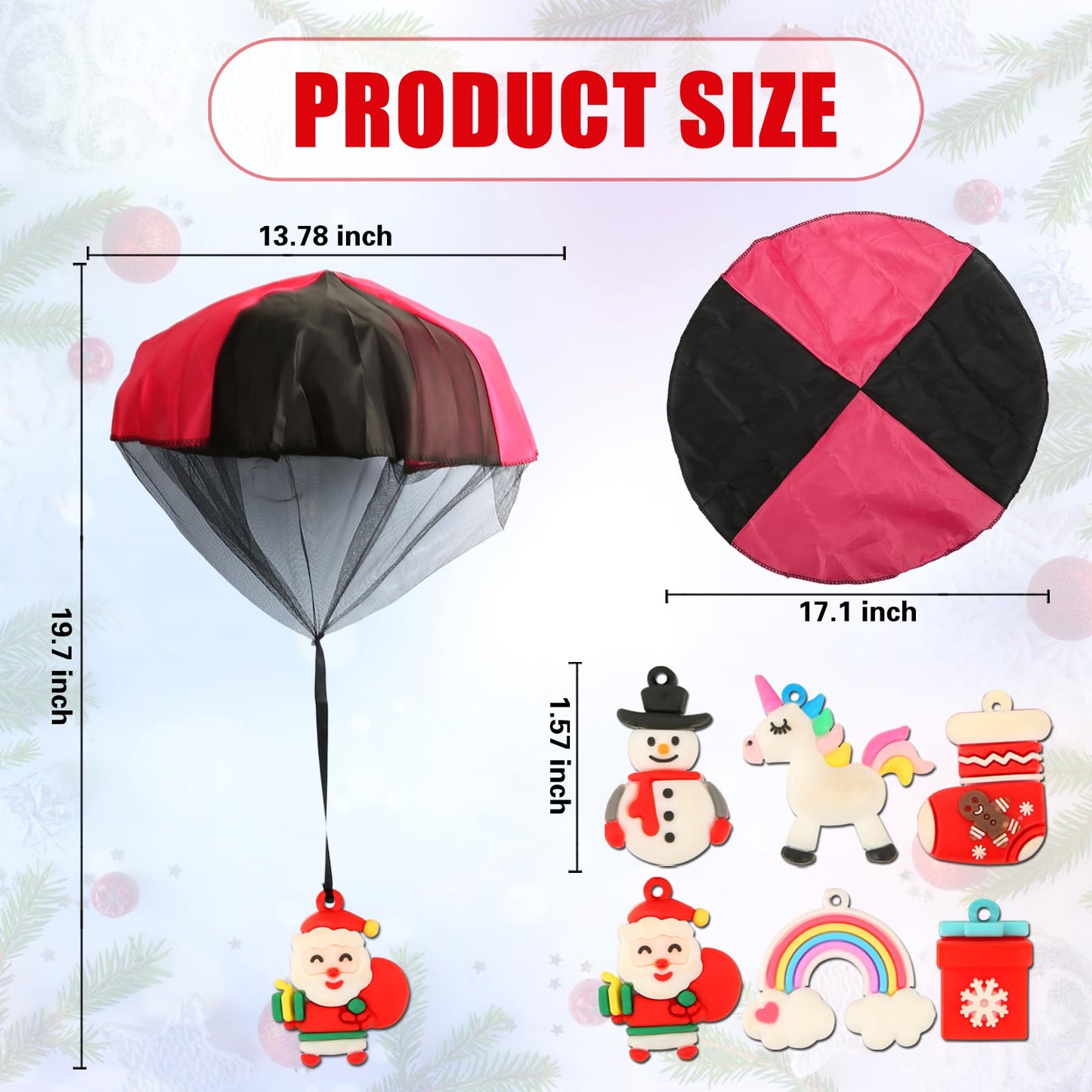 8 Pack Stocking Stuffers For Teens, Christmas Parachute Toys For Kids 4-8 8-12 Xmas Party Favors Outdoor Hand Throw Flying Toys