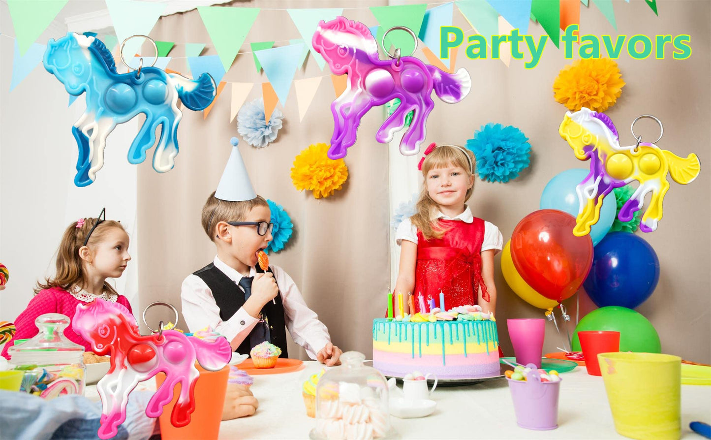 Roaqua 20 Packs Small Horse Mini Pop Fidget  Autism Sensory Birthday Birthday Party Favors Gifts for School Classroom  mature-themed and Kids