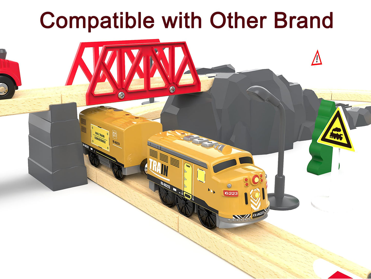 Z MAYABBO Motorized Train Toy - Remote Control Electric Locomotive, Yellow, 4.1" x 4.3" x 2.8", Compatible with Thomas & Brio