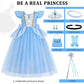 Wyb Girls Princess Costume Dresses Blue Princess Dress Up Clothes With Accessories For Halloween Cosplay Carnival Party
