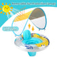 Swimbobo Inflatable Baby Swim Pool Float with Safe Seat and Removable Canopy for Age 6-36 Months Toddler (Yellow Dinosaur)