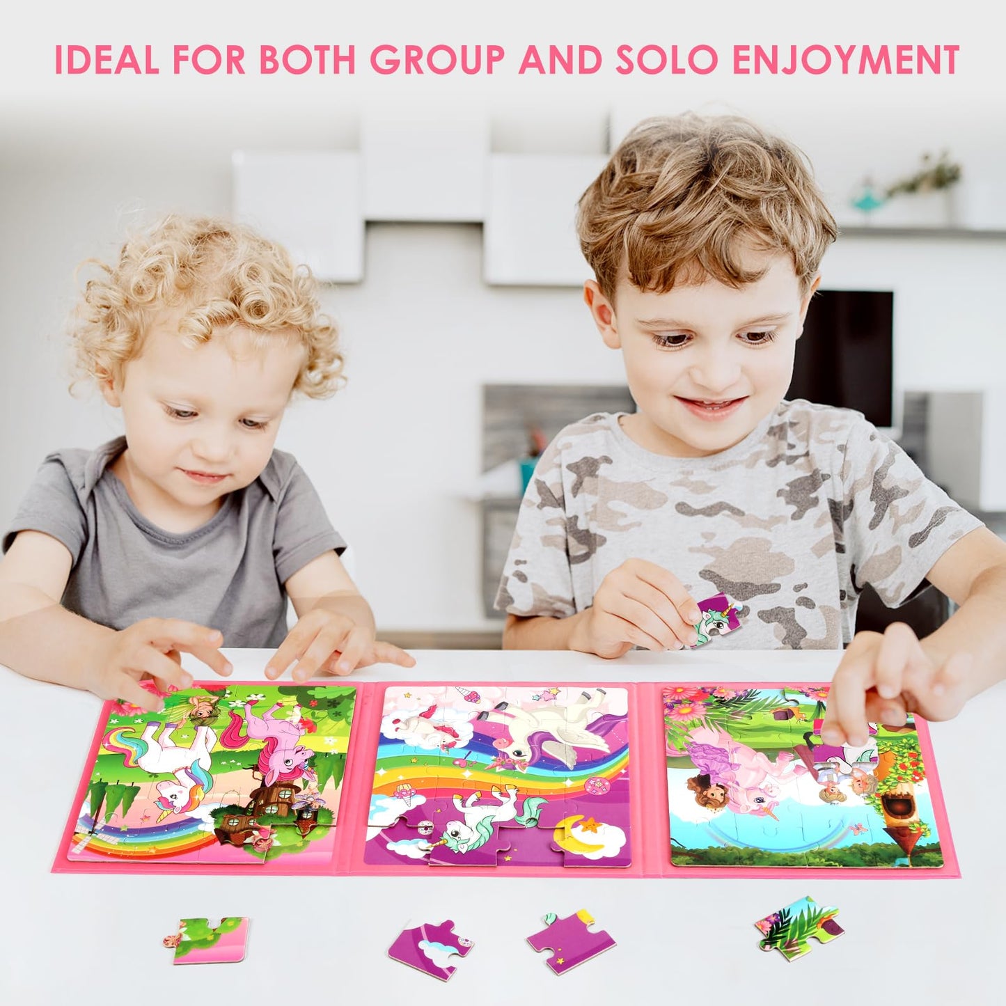 Magnetic Puzzles For Kids Ages 4-6, 20-Piece Toddler Travel Toys Unicorn Princess Puzzles Ages 3-5, Educational Learning Magnets, Ideal Road Trip Activities Toys For 3 4 5 6 Boys And Girls