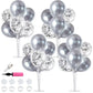 TONIFUL 4 Silver Balloon Stand Centerpiece Table Decorations for 25th Wedding Anniversary Birthday Bridal Shower Graduation Part