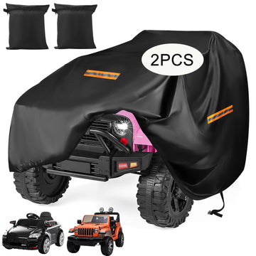 Kids Ride On Car Cover 2PCS,Large Power Wheels Cover Waterproof,Heavy Duty 420D Universal Toy Car Cover for Power Wheels Jeep & 
