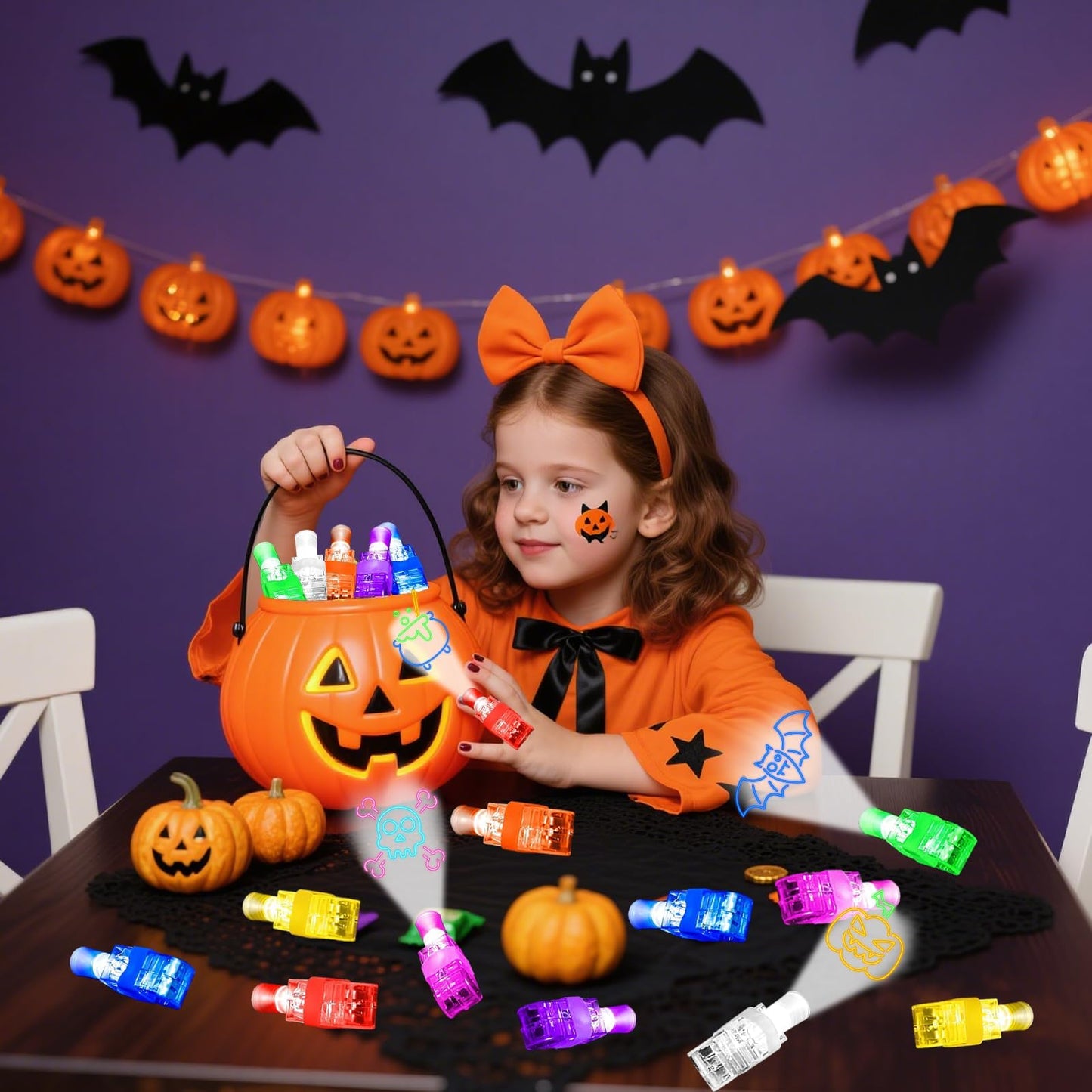 Yizeda Halloween LED Finger Lights Party Favors for Kids Halloween Goodie Bag Fillers Basket Stuffers Halloween Party Trick or T