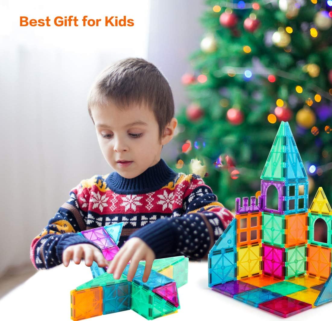 Neoformers 110Pcs Magnetic Tiles With 2 Cars, Stem 3D Building Blocks For Kids Ages 3-8, Montessori Magnet Construction Toys For Preschool Classroom
