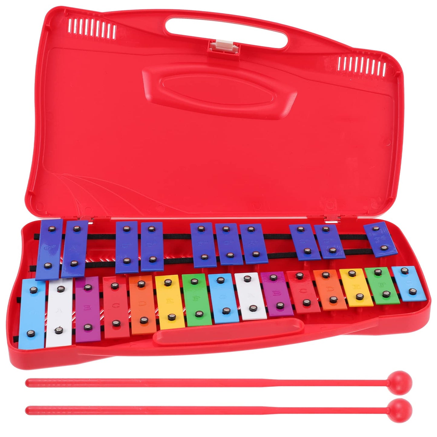 Excluzo 1 Set Metallophone Percussion Musical Toy With 25 Note Colorful Aluminum Plate (Red) Decor