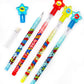 Tiny Mills 24 Pcs Superhero Text Multi Point Stackable Pencil with Eraser for Superhero Birthday Party Favor Prize Carnival Good
