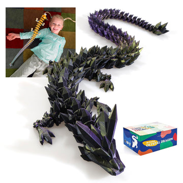 Meet Gladness 30 In 3D Printed Dragon, 30Inch Dragon,3D Dragon Toy,Large Dragon Present,Ariculated Crystal Dragon(Black Purple G