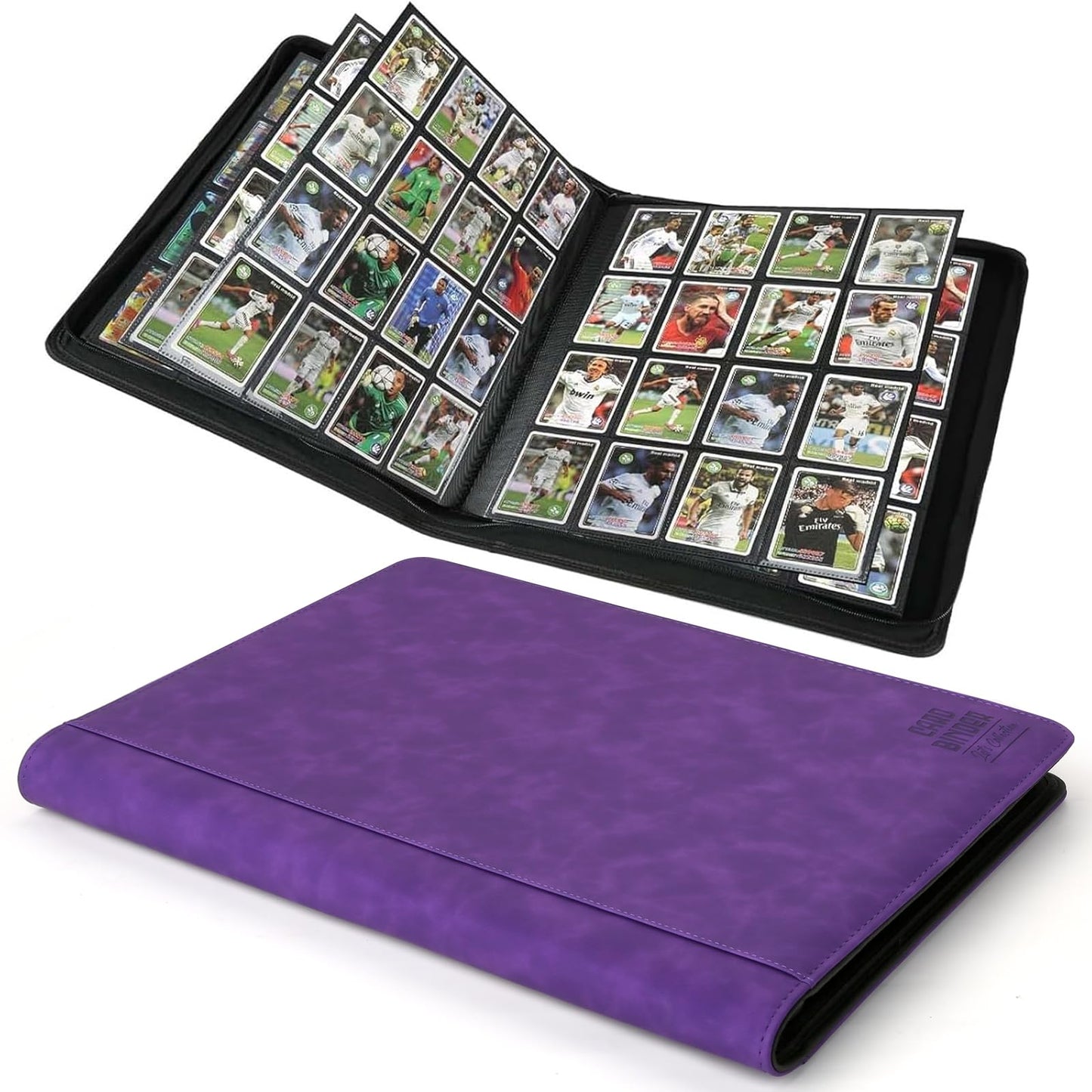 Arkeiliy enhanced Ringless Trading Card Binder - 1024 Capacity  16 Side-Loading Pockets per Page  Archival Quality Protection & Anti-Slip Spine for TCG  MTG  Sports Cards (Purple)