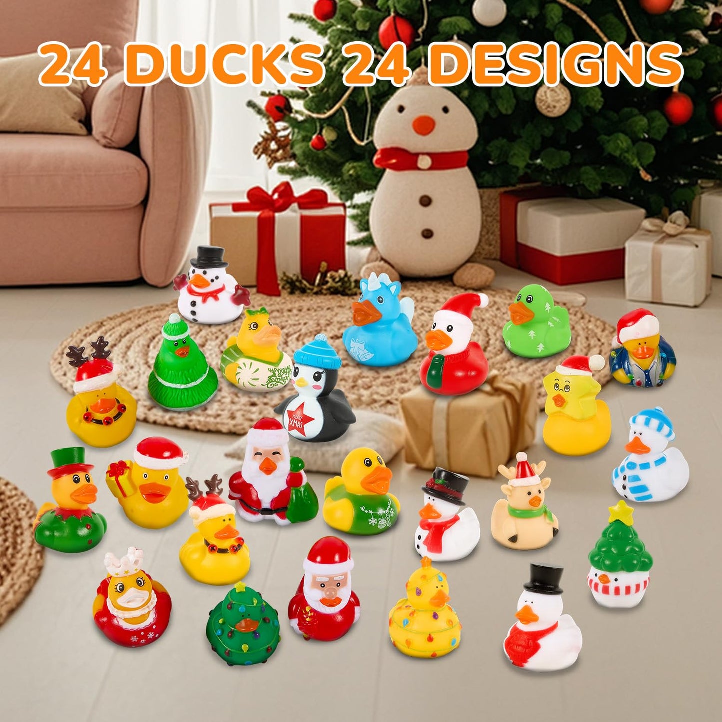 24 Pack Rubber Ducks Jeep Ducking with a Bag- 2 Christmas Assortment Duckies for Jeep Duck Christmas Themed Cruise Duck for Pool  Party Favors  Birthday Gifts  Classroom Incentives  Kids Bath Toys