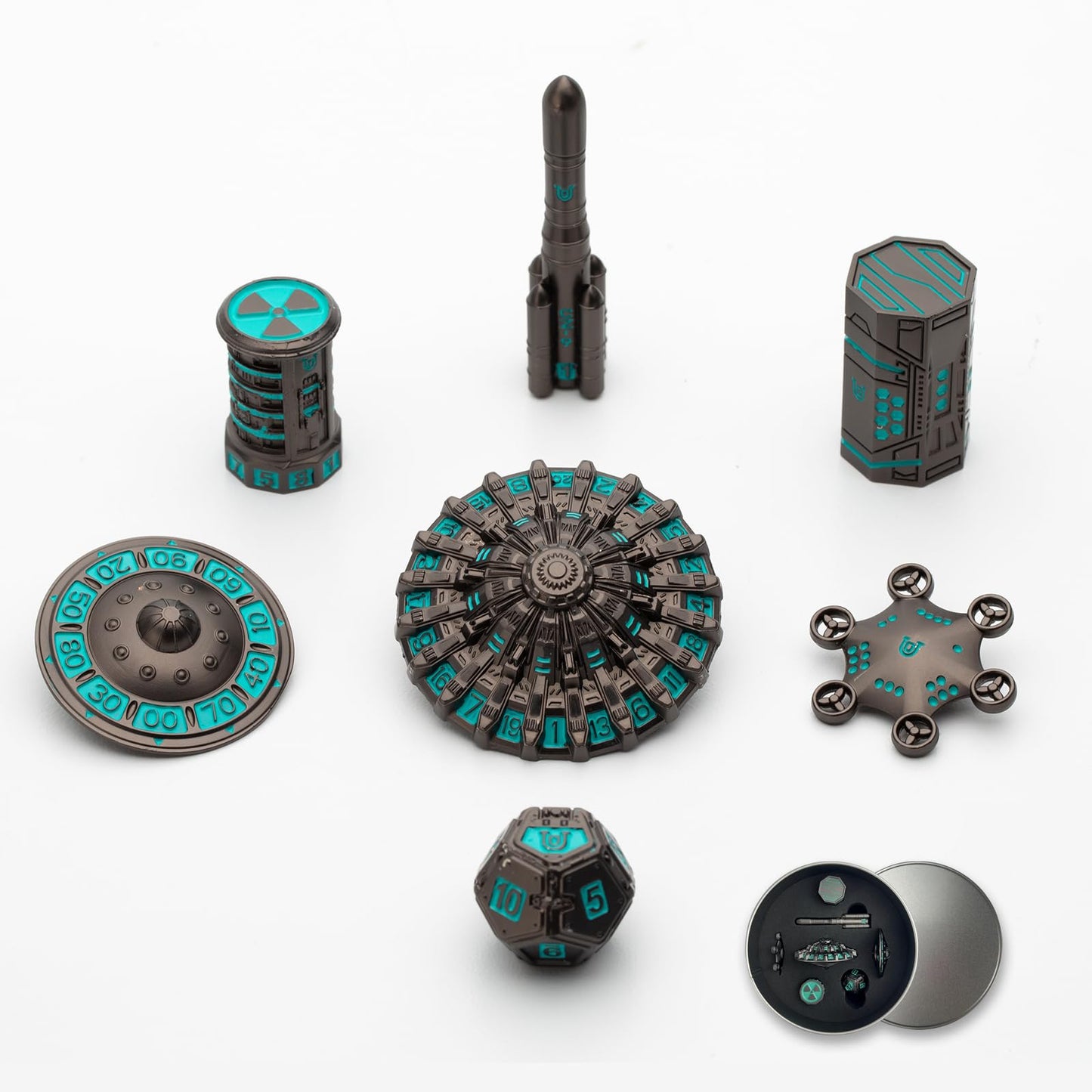 UD Unique Dice UFO Dice Set,DND Dice Set,Mars Element Dice Set,Metal DND Dice Set,D&D Dungeons and Dragons Dice Gift for Role Pl