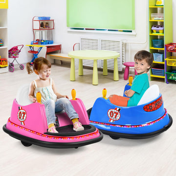 Honey Joy 12V Toddler Bumper Car, Battery Powered Baby Ride On Bumper Car, Dual Joysticks, Flashing Led Light & 360 Degree Spin, Electric Vehicle Ride On Toys W/Remote Control, Gift For Boys Girls