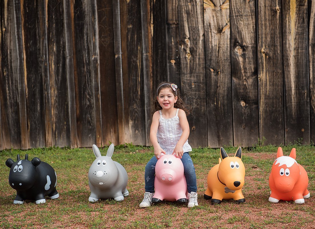 Farm Hoppers Bouncing Inflatable Animals - Award Winning Ride On Bouncy Pig Animal Jumper Toy For Children, Bpa, Latex Free Plastic, Easy Use Hand Pump