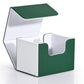 ZLCA Card Deck Box for Trading Cards, MTG Commander Deck Box Holds 120+ Single Sleeved, Leather Magnetic Card Storage Case Fits for TCG CCG Magic (White& Green) -Like New