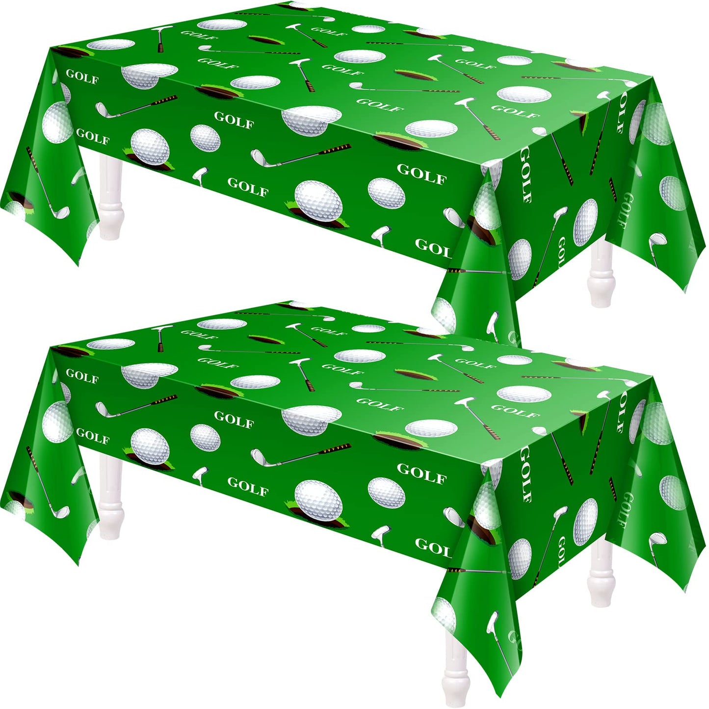 Golf Tablecloth Golf Party Decorations Golf Themed Party Supplies Rectangle Plastic Disposable Golf Table Cover Golf Decorations For Birthday Party Picnic Sport Events, 86 X 51 Inch (2 Piece)