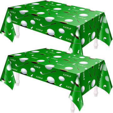 Golf Tablecloth Golf Party Decorations Golf Themed Party Supplies Rectangle Plastic Disposable Golf Table Cover Golf Decorations For Birthday Party Picnic Sport Events, 86 X 51 Inch (2 Piece)