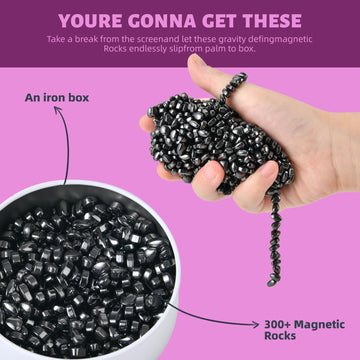 Lcvuuk Magnetic Ferrite Putty Rocks,Black More Than 300 Weak Magnetic Smooth Ferrite Pebbles, Magnet Rock Desk Toys And Time-Kil