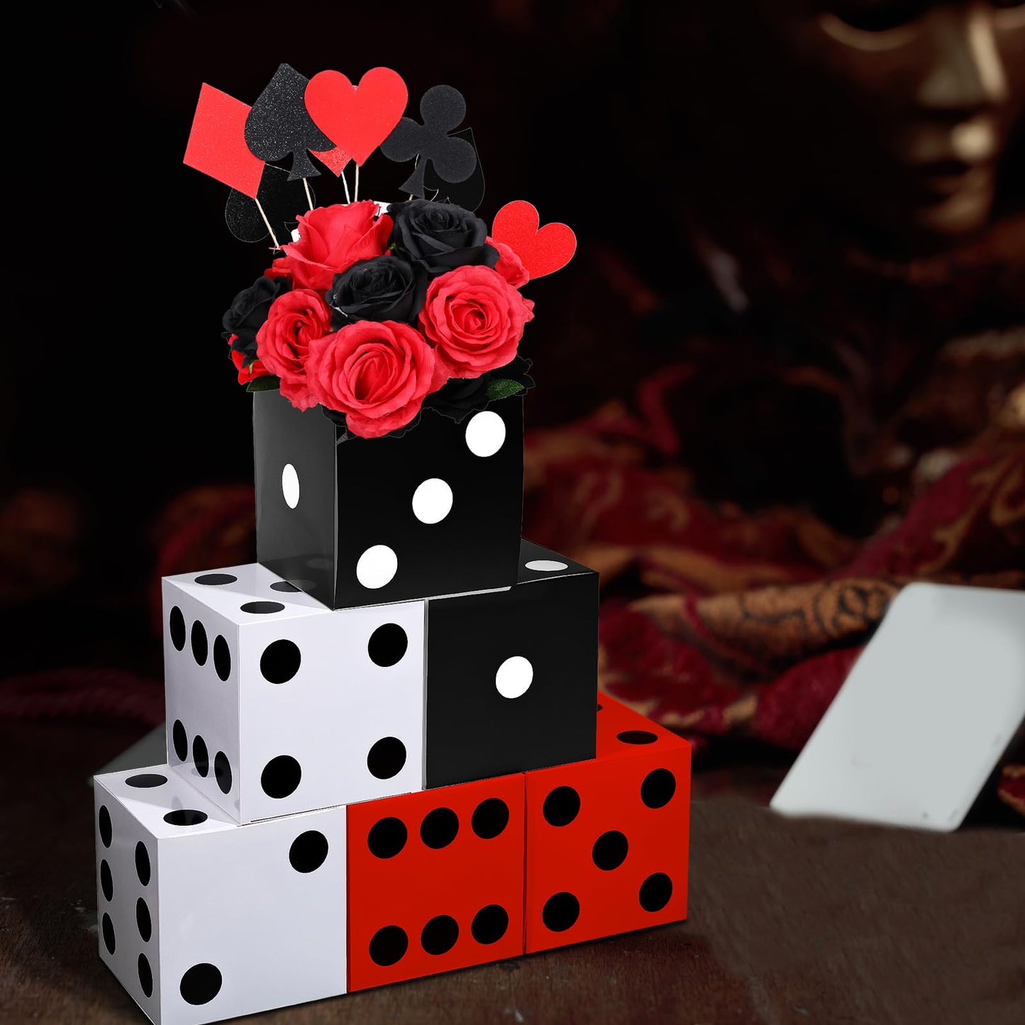 Sinmoe 6 Pcs Dice Favor Boxes Bulk 7 X 7 X 7 Inches Casino Themed Party Birthday Supplies Three Dimensional Dice Decor For New Y