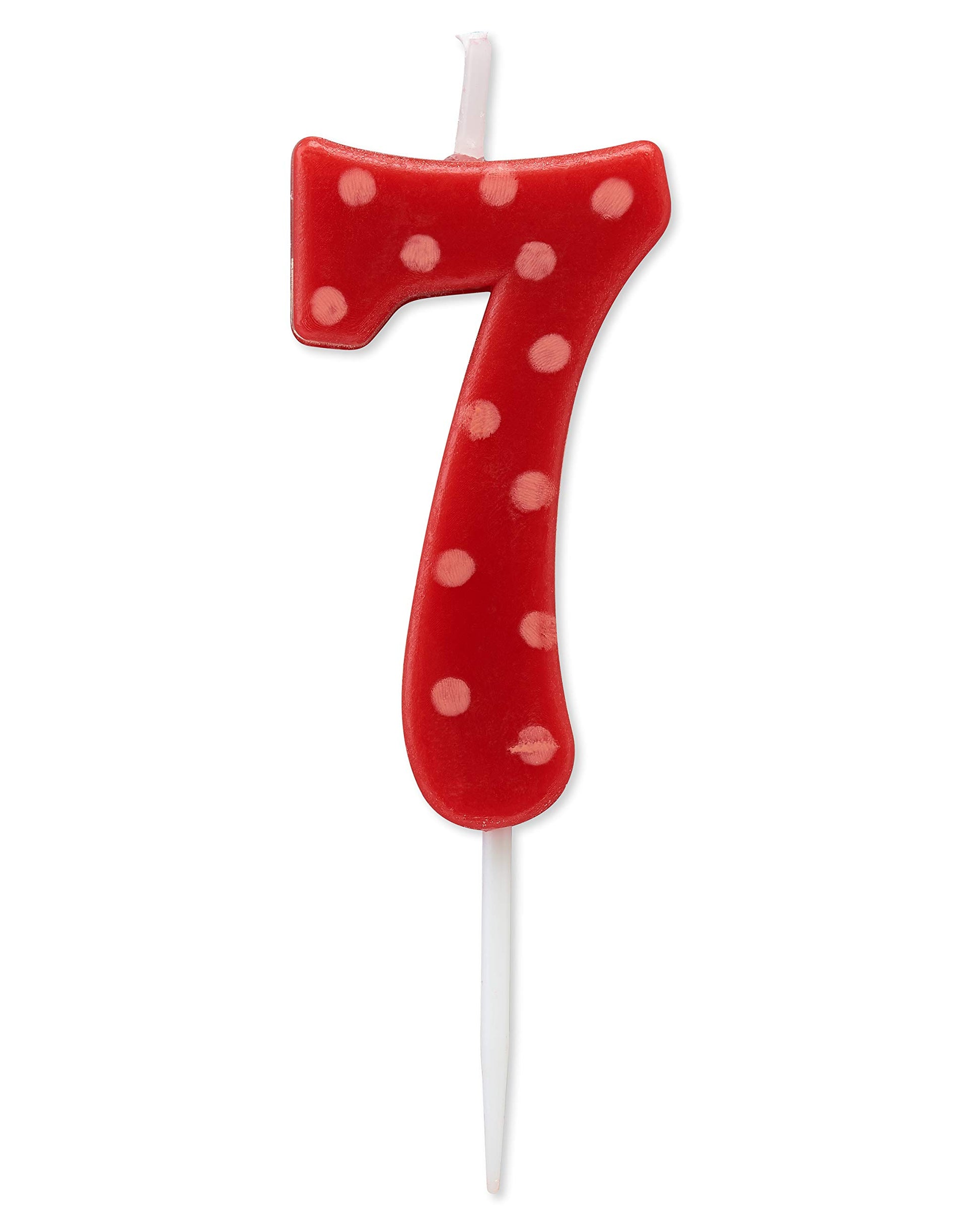 Papyrus Number 7 Birthday Candle, Red Polka Dots (1-Count)