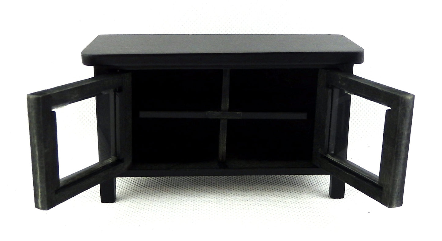 Dollhouse Miniature Black Television Stand