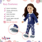 Emily Rose 18 Inch Doll Clothes 3-PC Blue and Grey Dinosaur Pajamas 18 Doll Accessories PJs Bedtime Set  Including Dino Slippers | Gift Boxed! | Double Reinforced Stitching |American Business