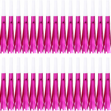 LCPQMZGH 30 Pcs Gold Noise Makers, Metallic Fringed Noise Makers for New Year Party Favor Supplies, Rose Red